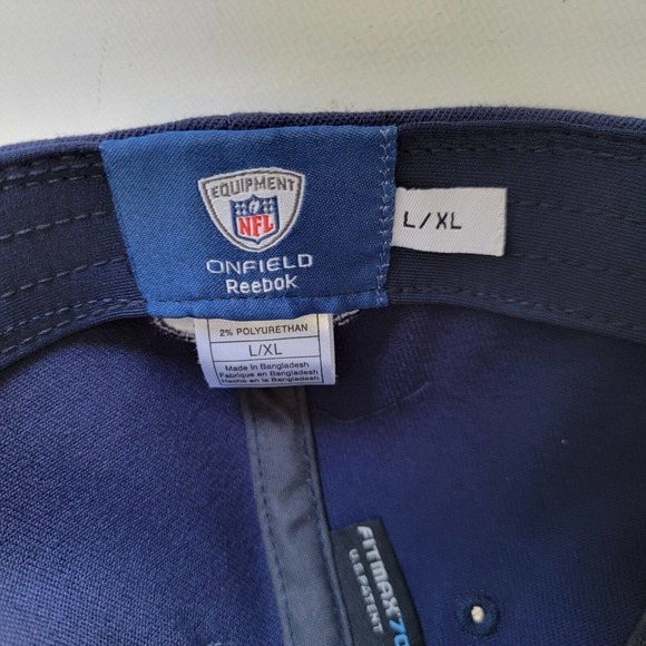 New England Patriots Reebok NFL Sideline Flex Fit Hat Cap Size L/ XL Blue Shadow - Picture 7 of 8